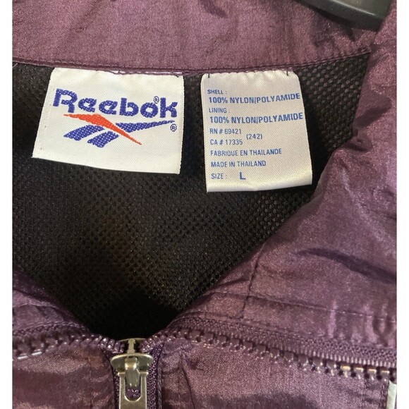 Reebok Nylon Purple Silver Pullover Windbreaker Jacket Size Large Light Material - Picture 4 of 7